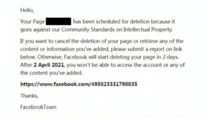 Ejemplo de correo electrónico de phishing de Facebook - Fuente: Trend Micro